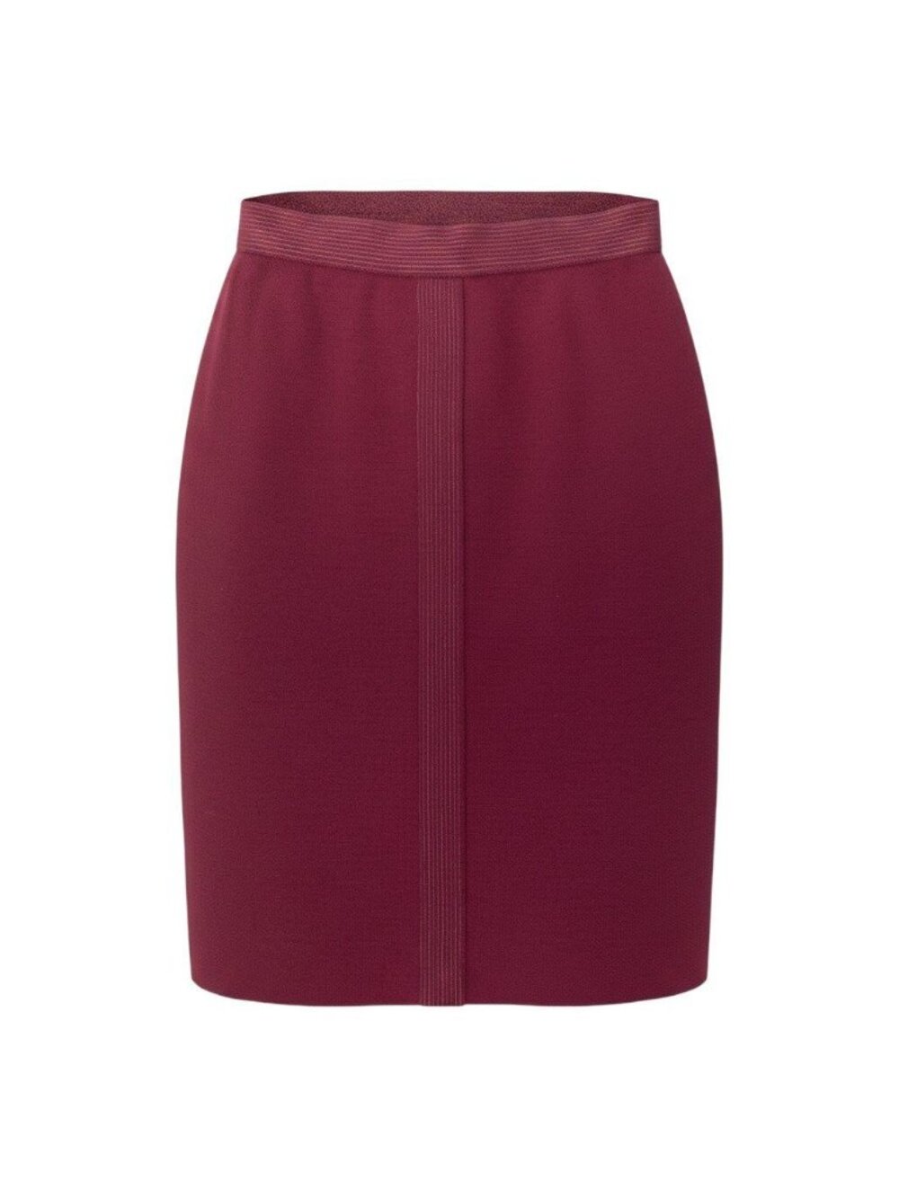 Chanel Vintage Knit Pencil Skirt Gold Button Burgundy